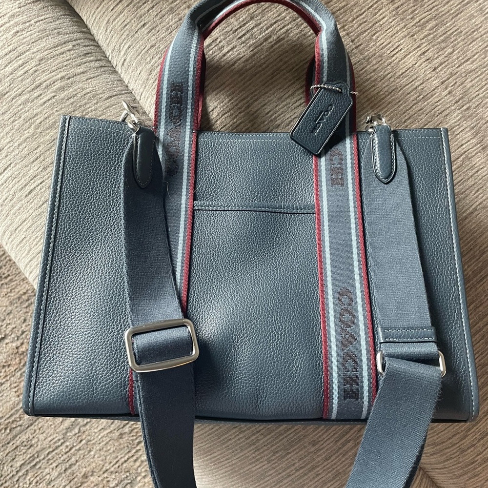 Coach Blue Tote Bag with Red Accents